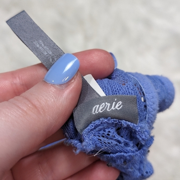 Aerie Cross Back Strappy Lace Bralette in Blue‎ Size Medium - Picture 6 of 6